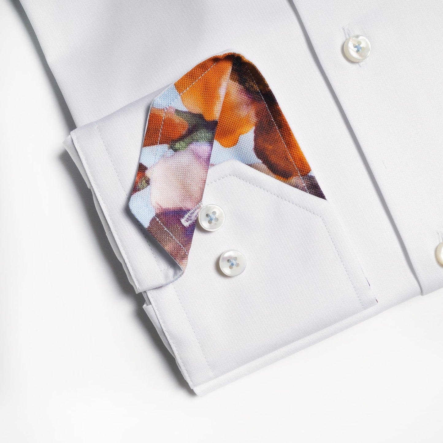 Floral Trim Insert Shirt - White