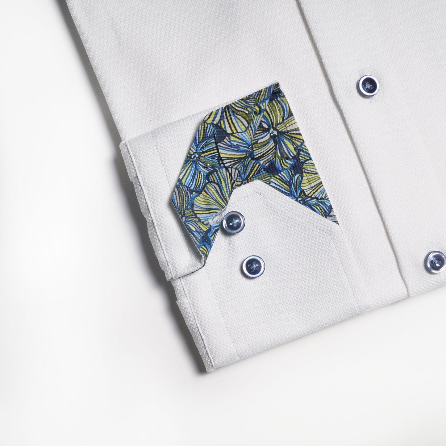 - Abstract Floral Trim Insert Shirt - White