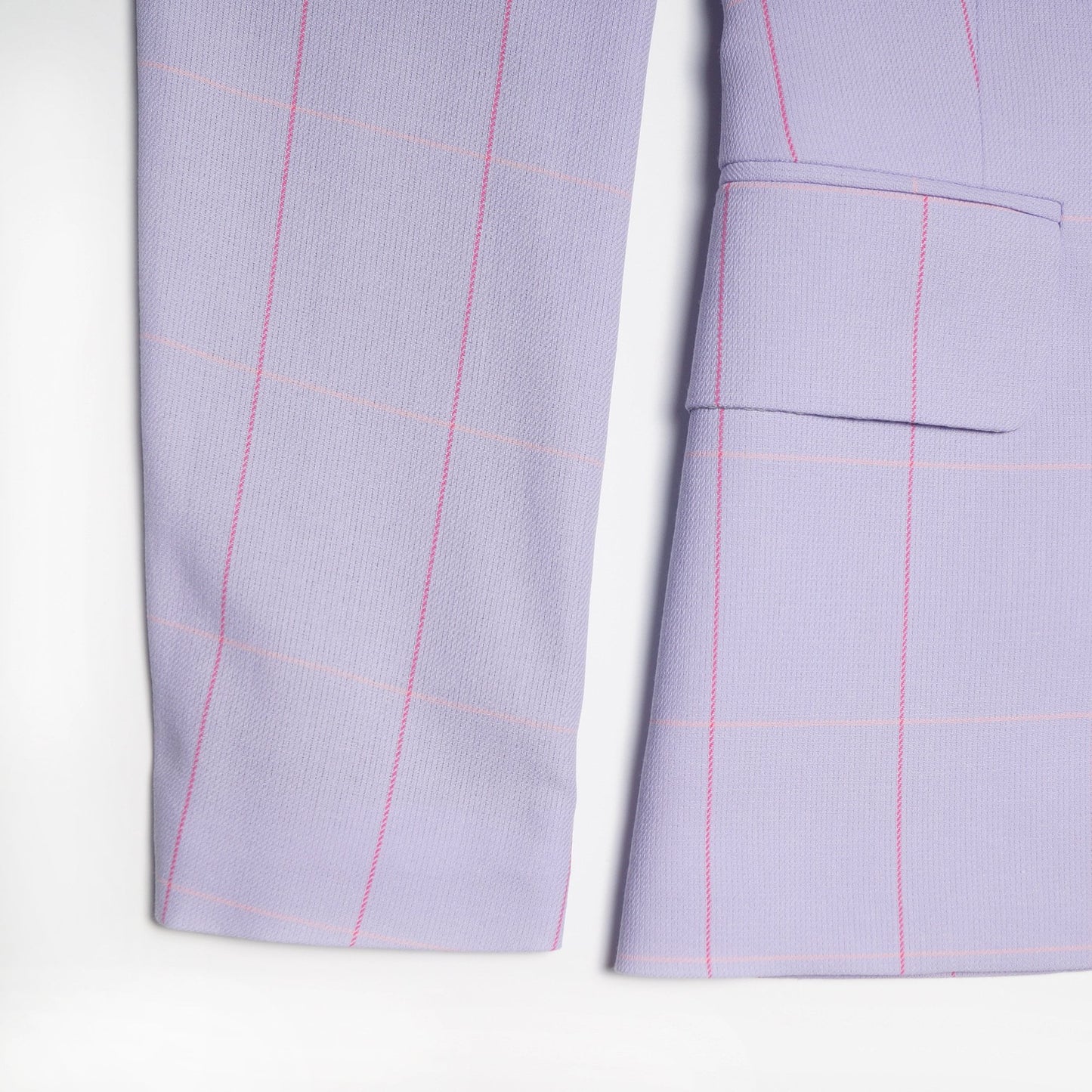 - Windowpane Check Cotton Blazer - Lilac