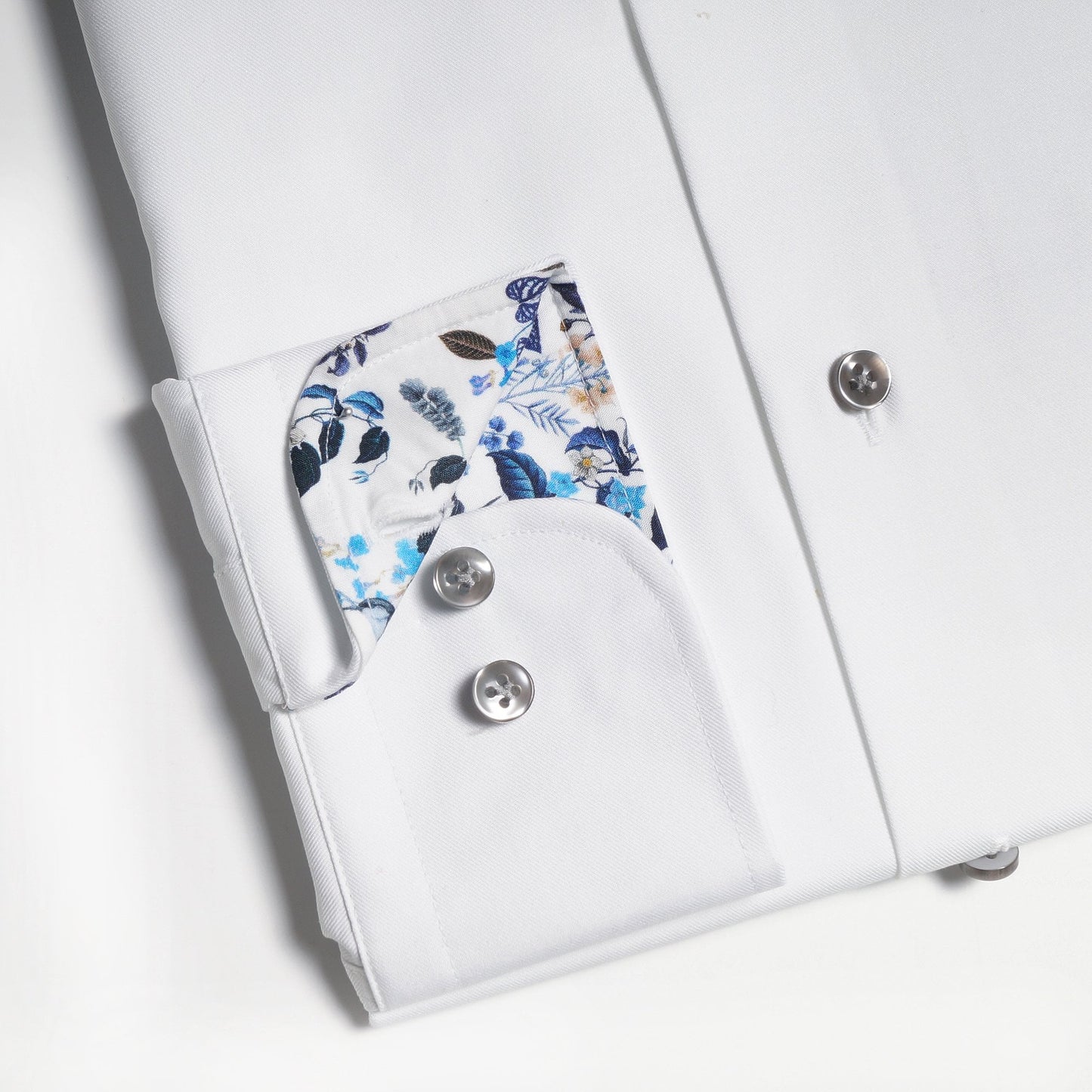 Floral Trim Insert Shirt - White