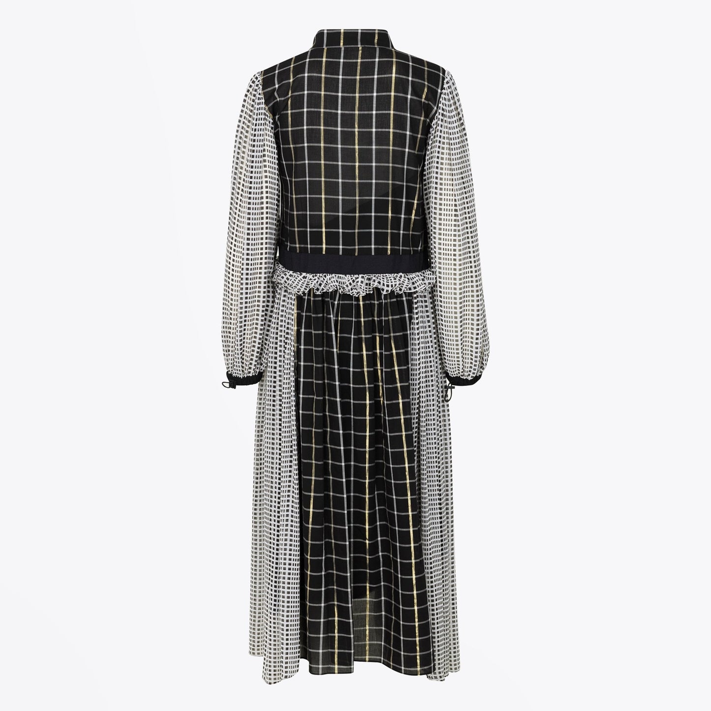 - Felisa Plaid Midi Dress - Black