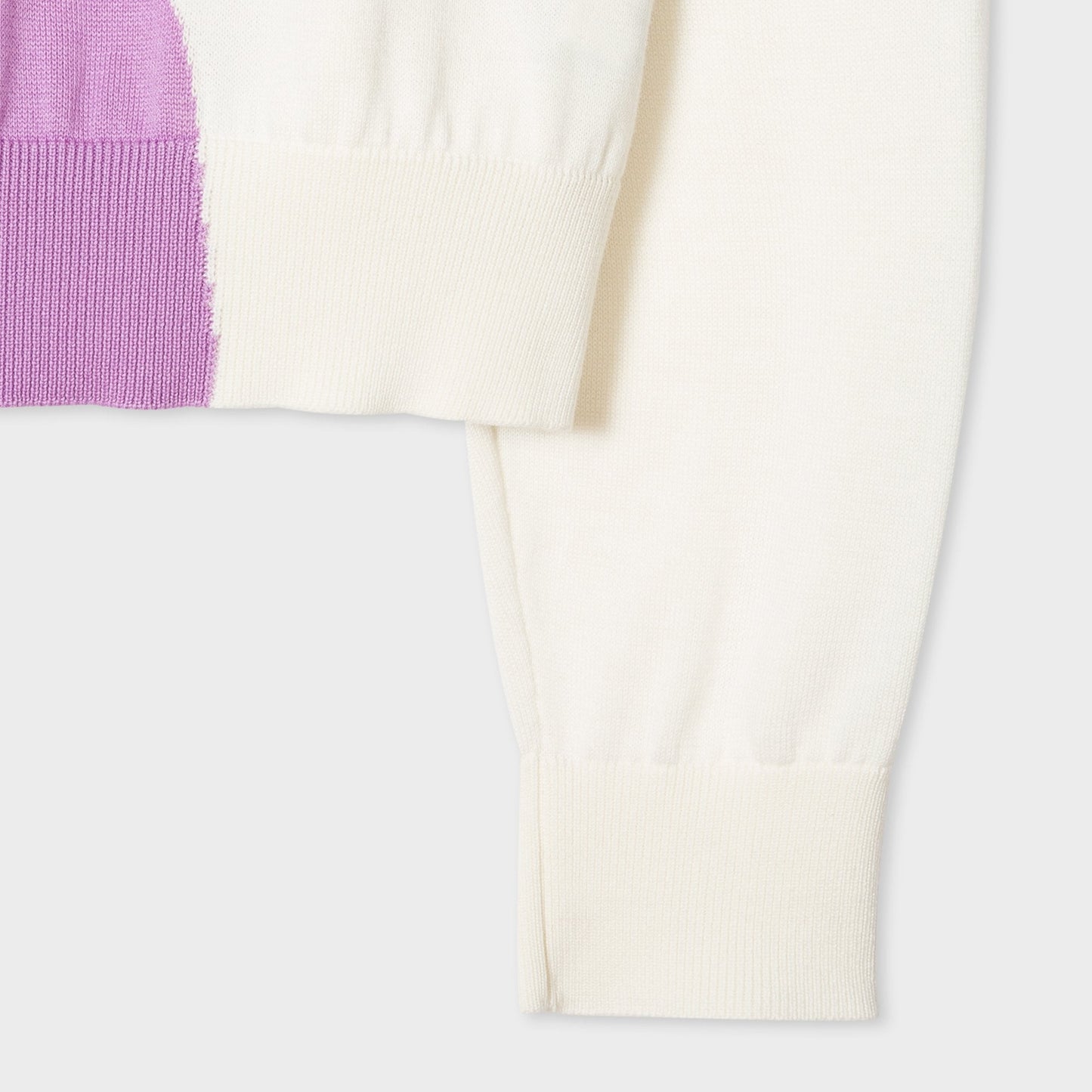 - Colour Block Cotton-Blend Sweater - Lilac