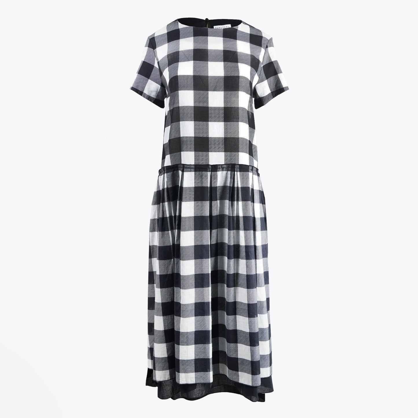 - Cotton Checked Dress - Black/White