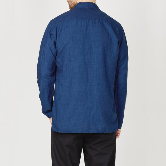 - Warham Linen-Blend Shirt - Navy/Blue
