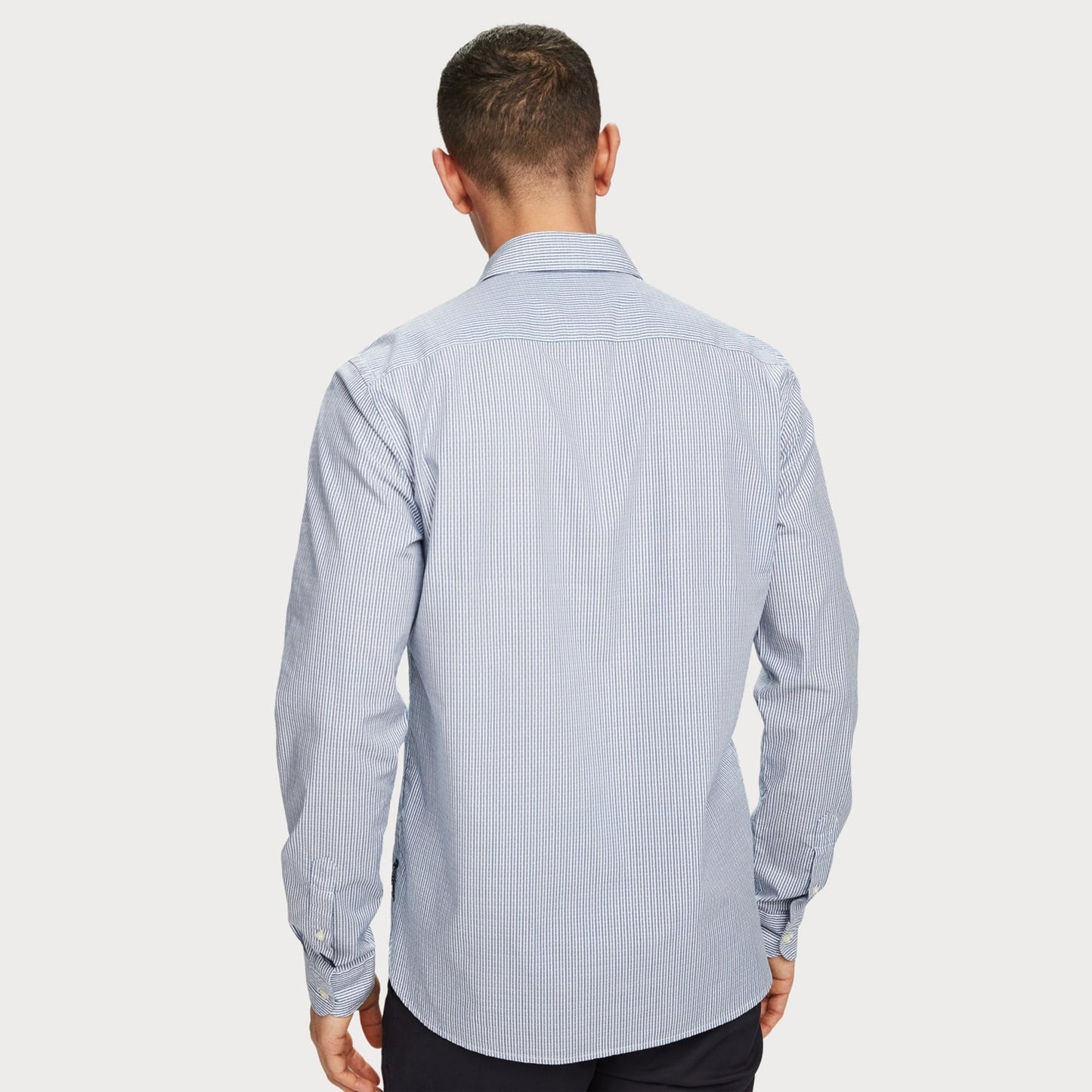 - Cotton Stripe Shirt - Blue