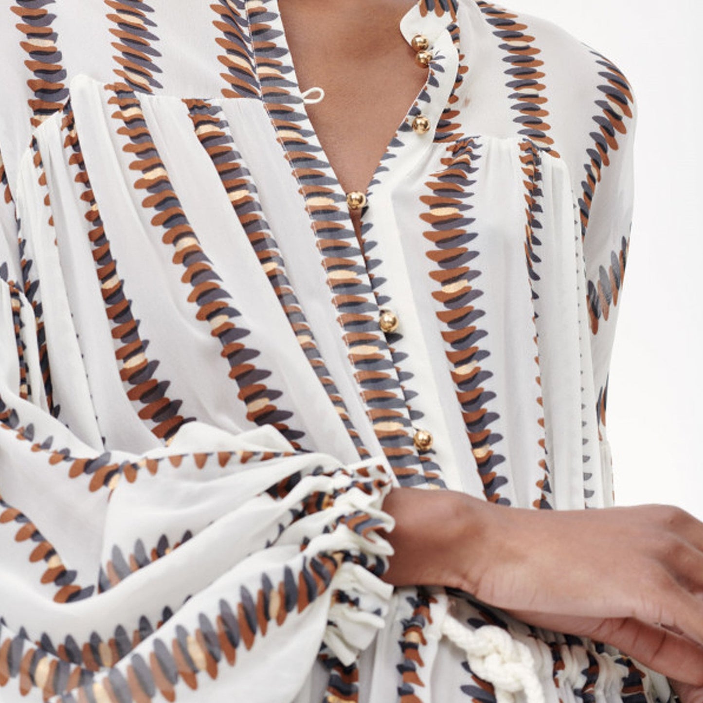 Gold Leaf Printed Dress - Multi