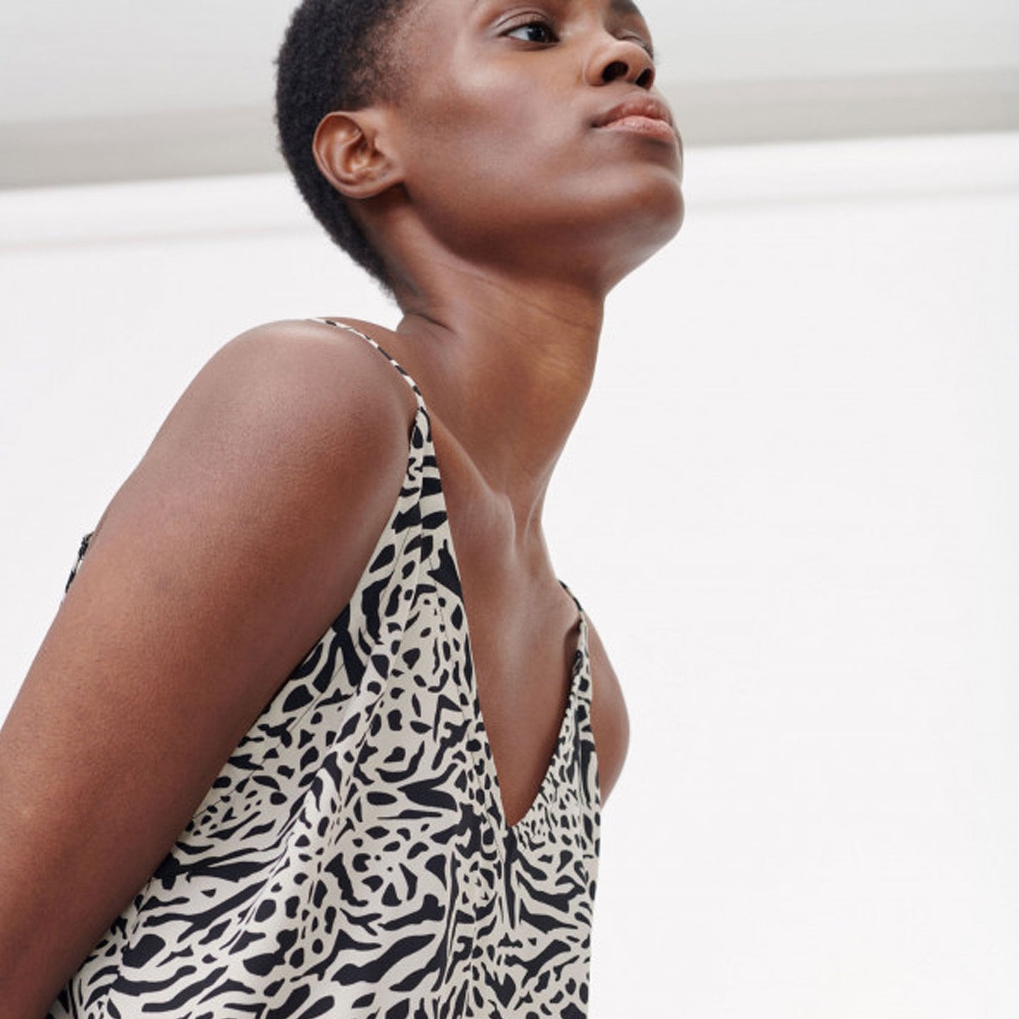 - Animal Print Midi Dress - Black/Off-White