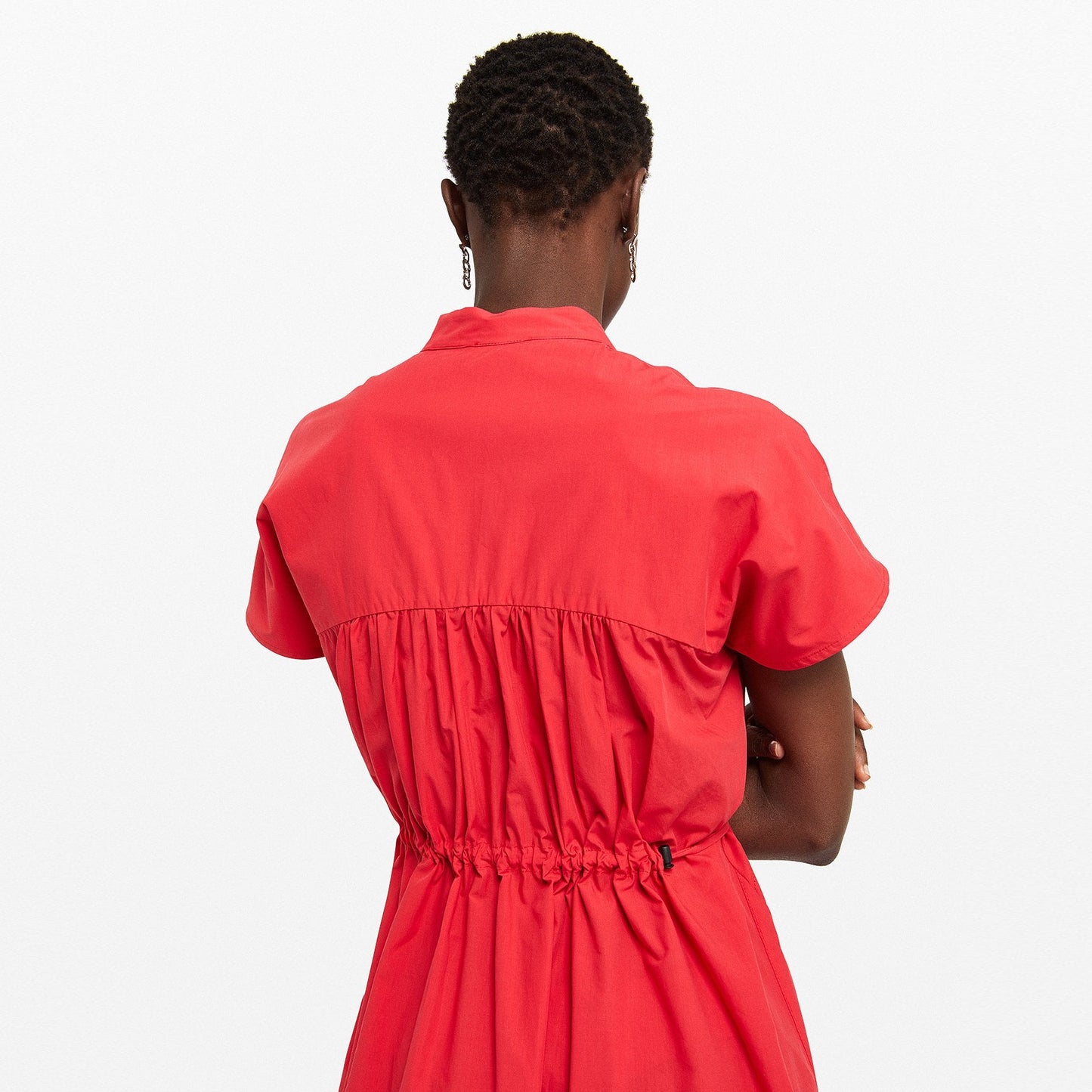 - Poplin Midi Dress - Red