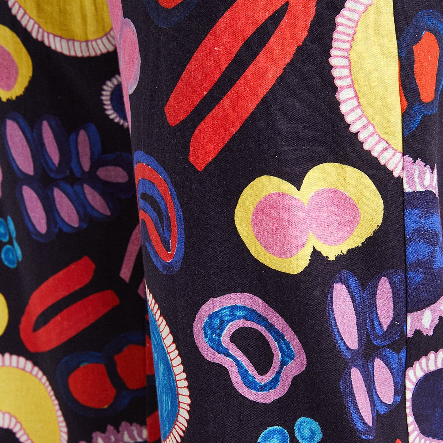 Linen Cropped Print Trousers - Multi