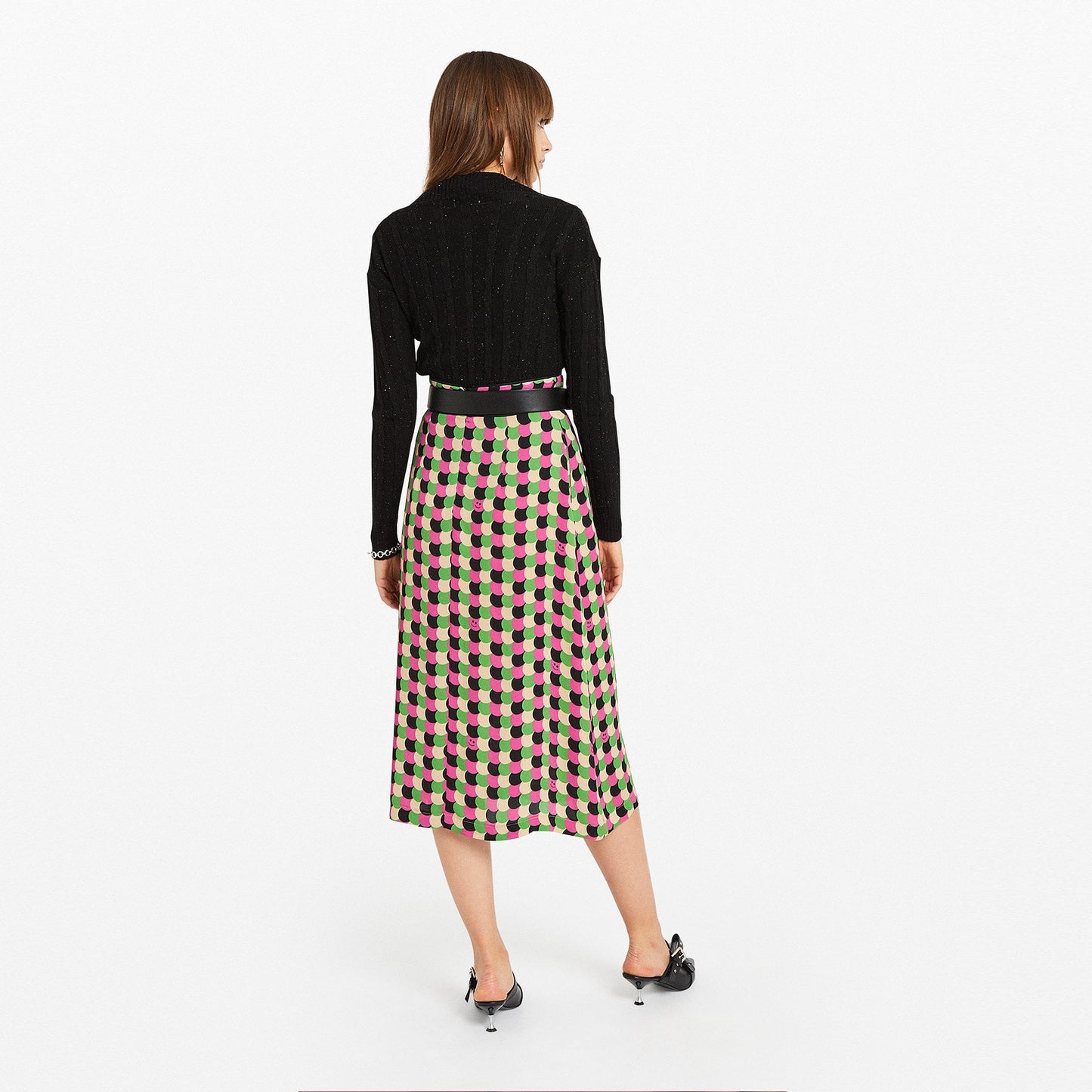 - 'Smile' Print Midi Skirt - Multi