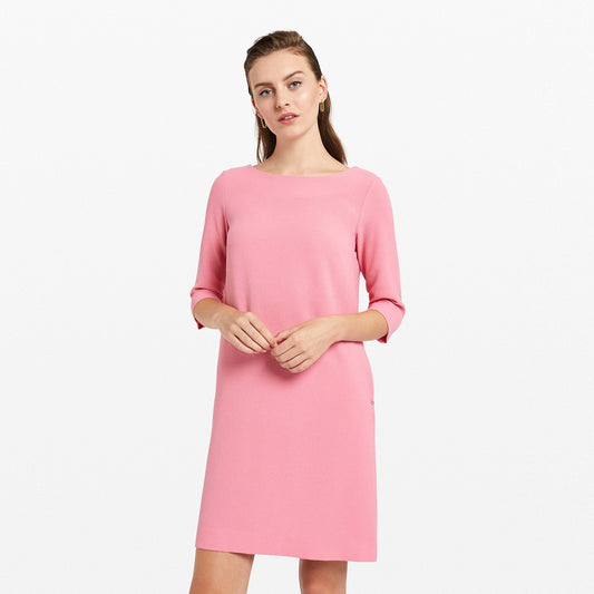 - Mini Dress With 3/4 Length Sleeves - Pink