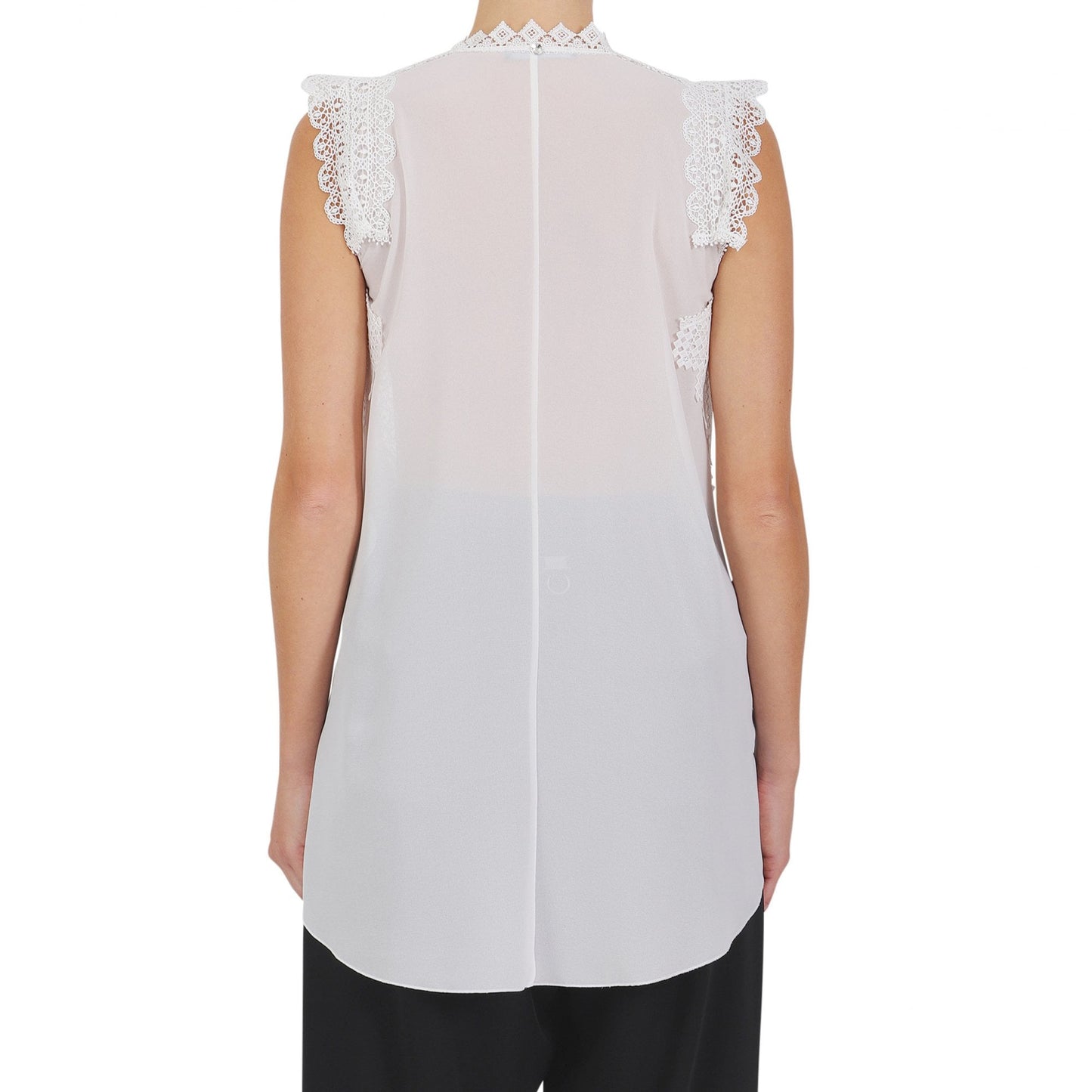 - Finesse Tech Lace Georgette Top - Ivory