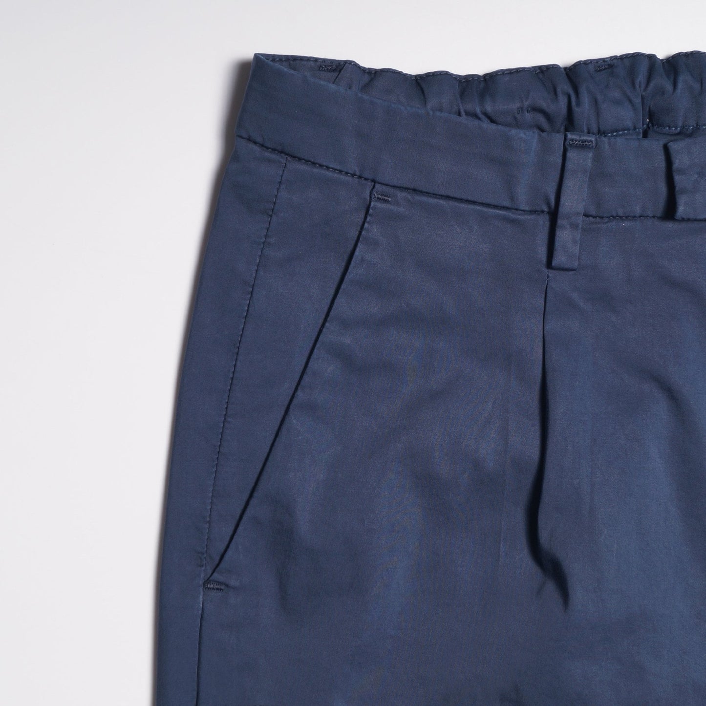 - Washed-Effect Elasticated Chinos - Navy Blue