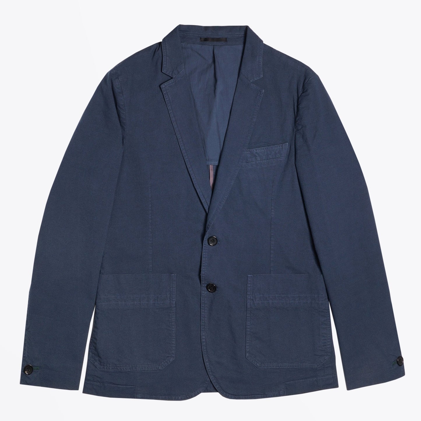 - Cotton Houndstooth Blazer - Navy