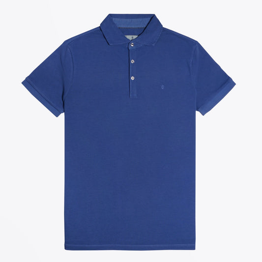 - Washed Pique Polo Shirt - Dark Blue