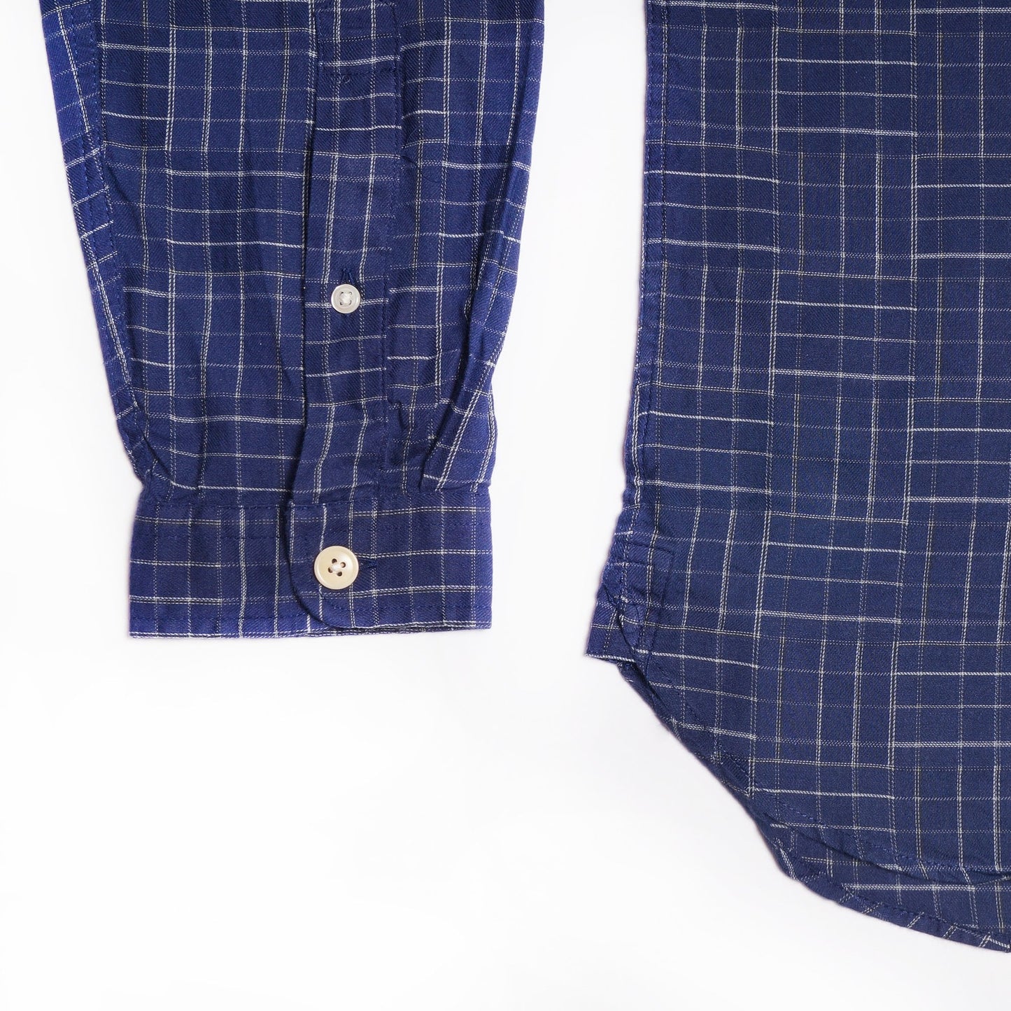 Grandad Checked Shirt - Navy
