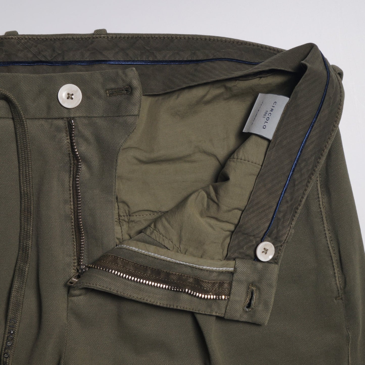 - Stretch Drawstring Trousers - Olive