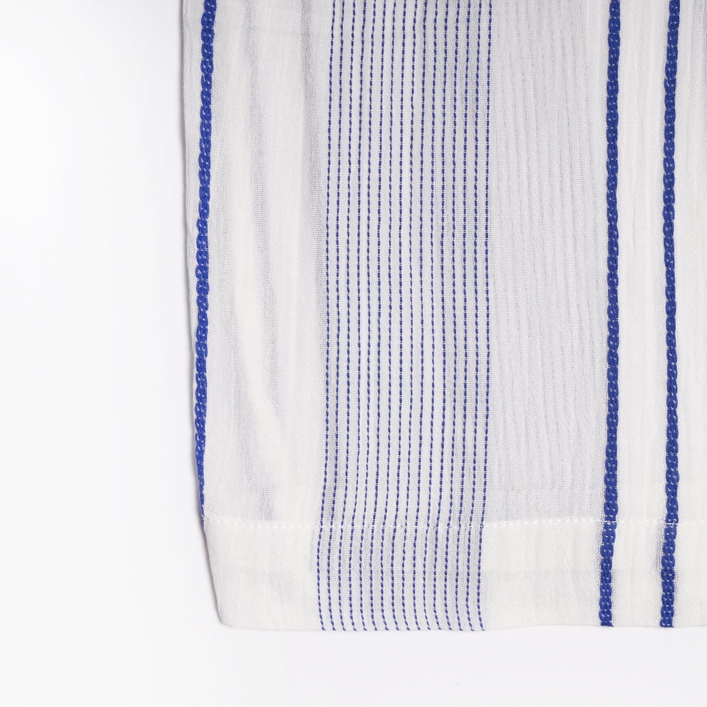 - Embroidered Stripe Top - White/Blue