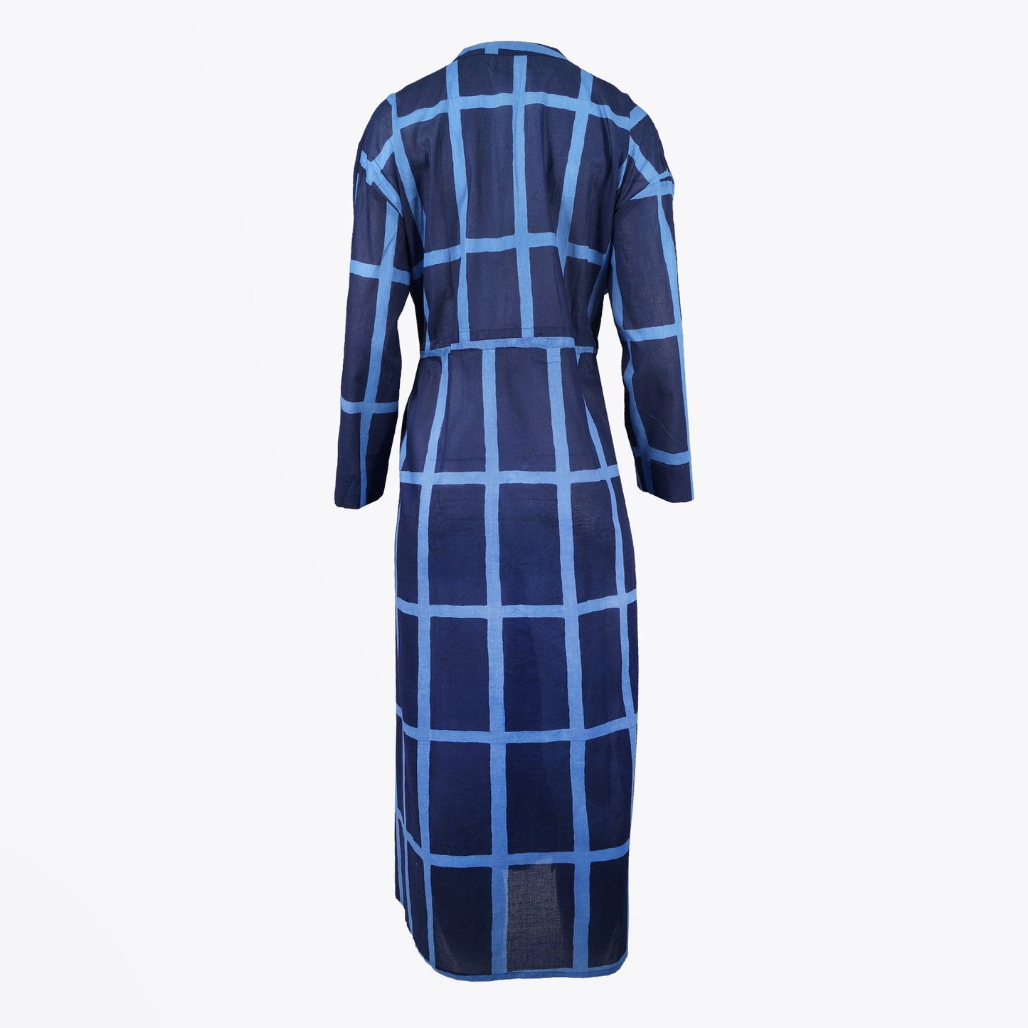 Large Check Print Maxi Dress - Navy
