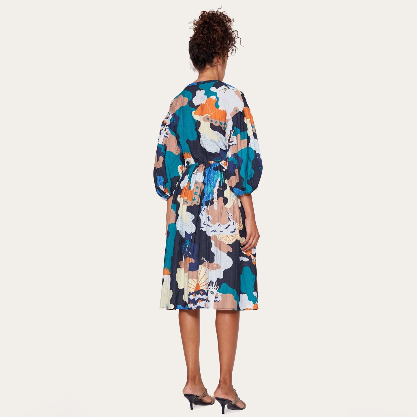 India Landscape Print Dress - Multi