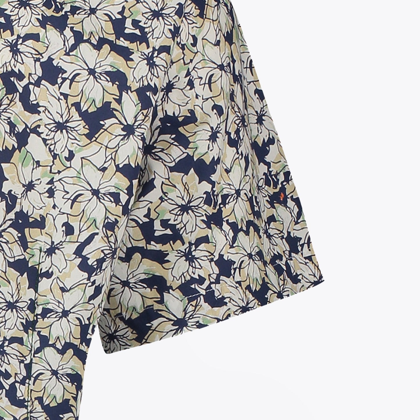 Ink Floral Print Short Sleeve Shirt - Green