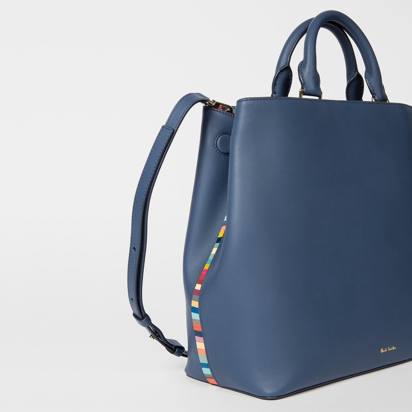 Leather Tote Bag with 'Swirl' Trims - Blue