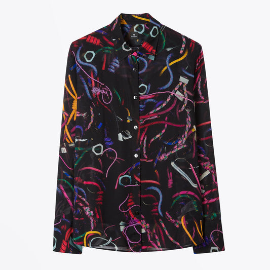 - 'Climbing Rope' Print Shirt - Black/Multi