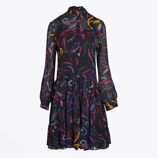 - 'Climbing Rope' Print Dress - Black/Multi