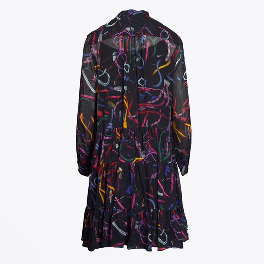 - 'Climbing Rope' Print Dress - Black/Multi