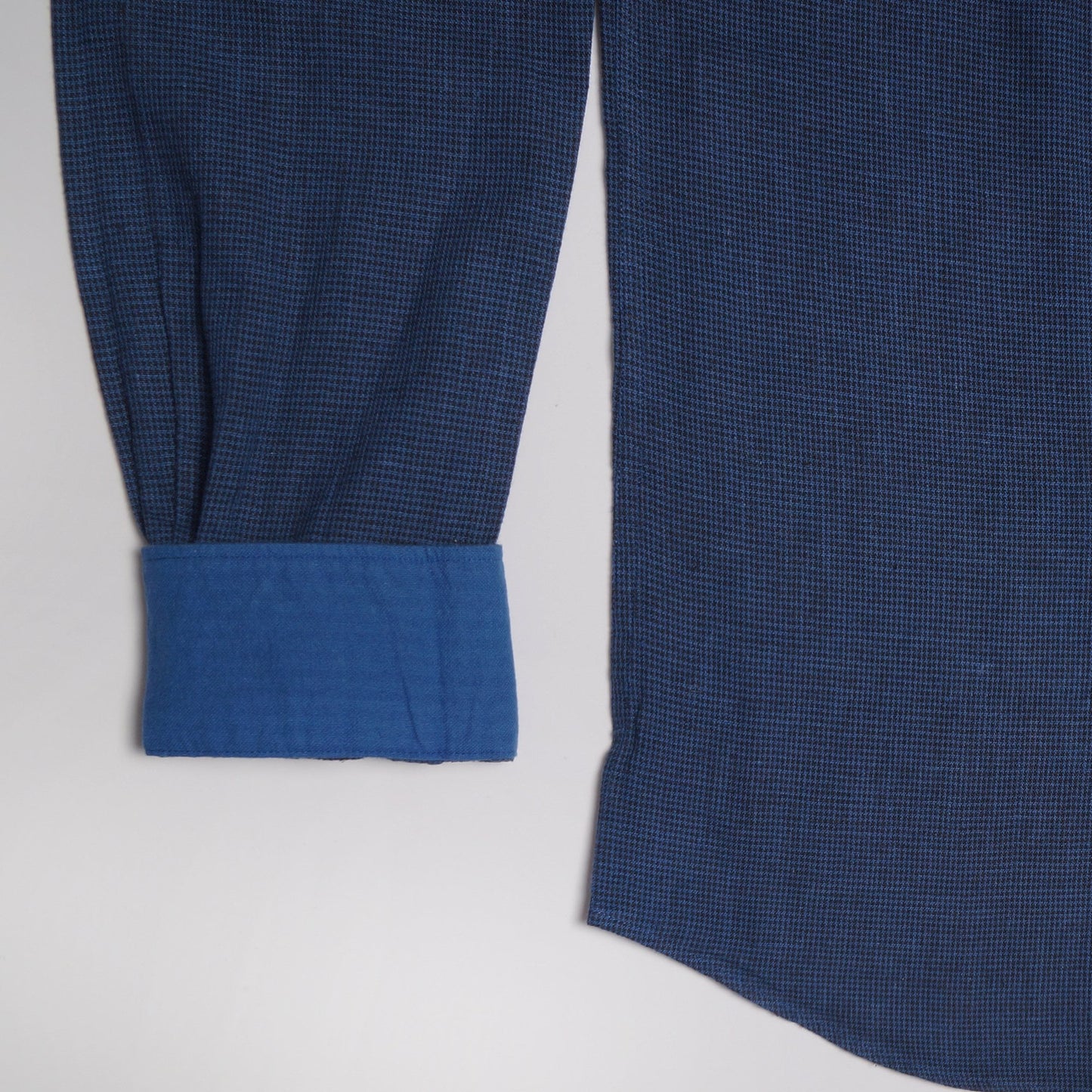 - Fine Houndstooth Check Shirt - Blue