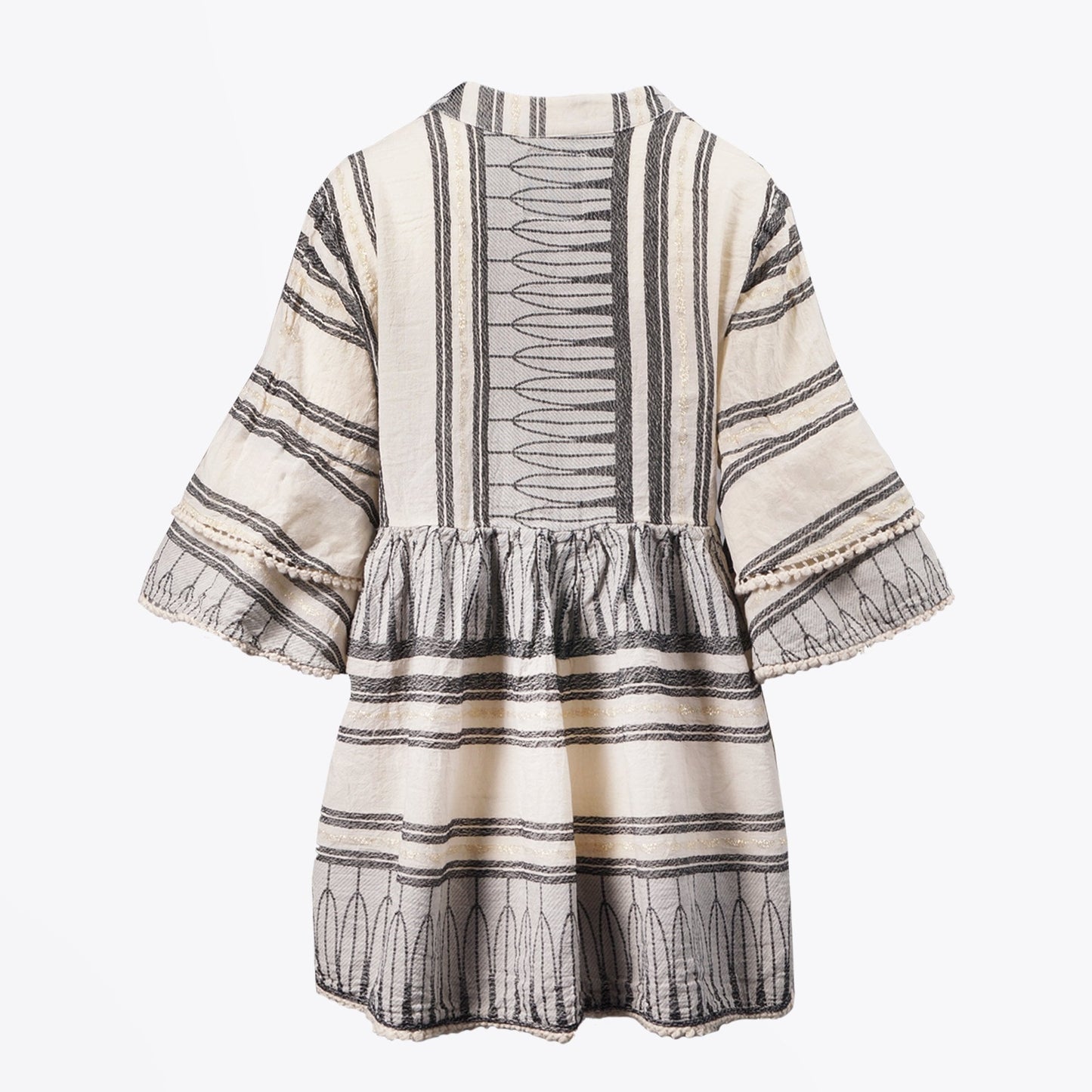 - Stripe Gold Thread Blouse - Black/Cream