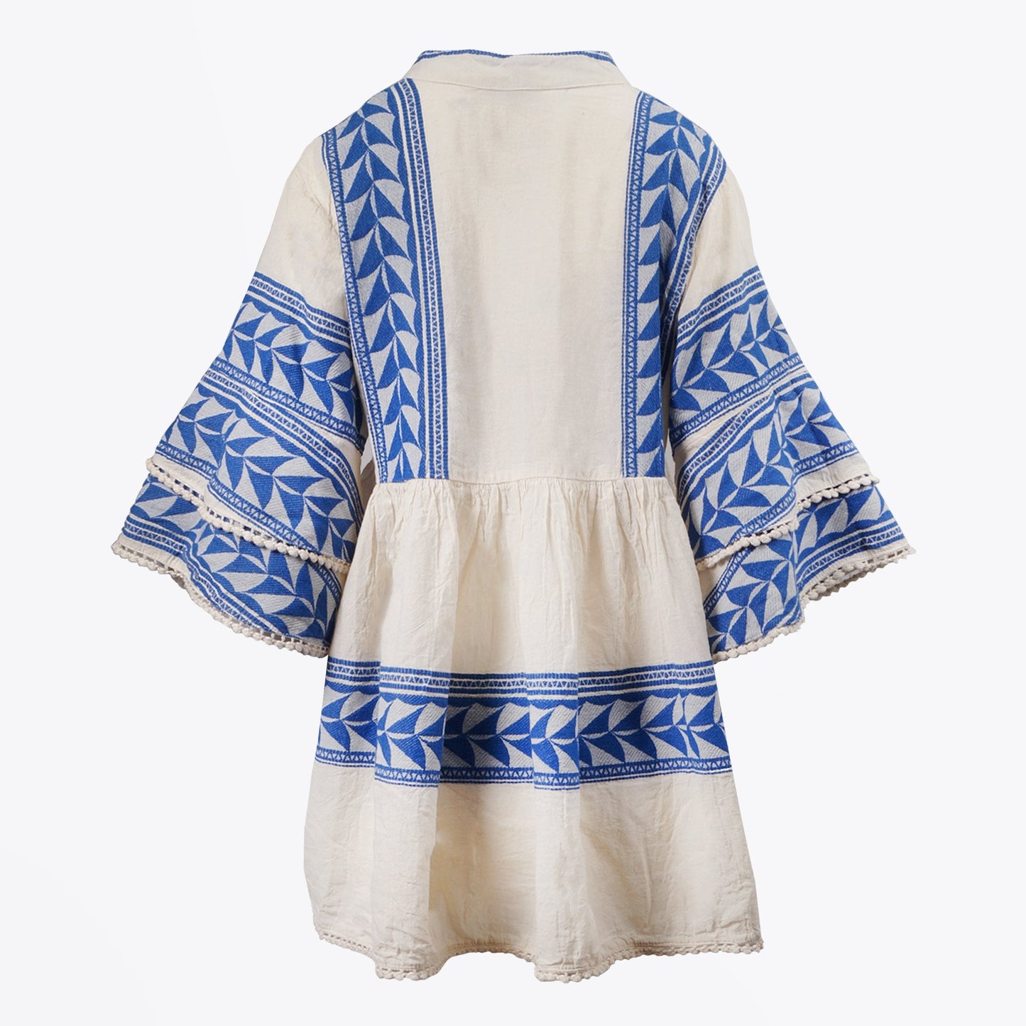 - Embroidered Aztec Blouse - Blue
