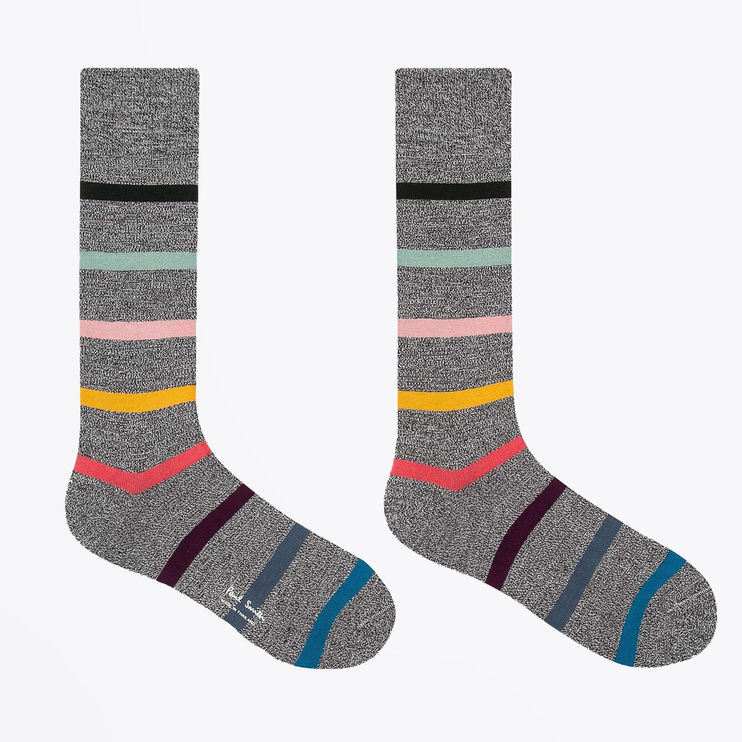 - Owl 'Artist' Striped Socks - Grey/Black