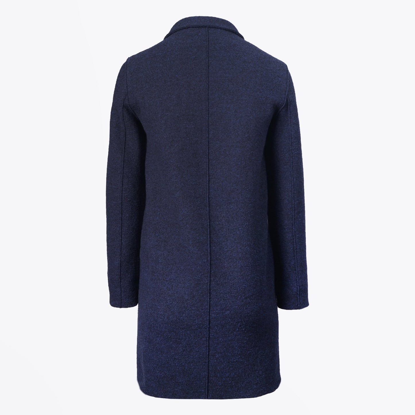 - Boiled Wool Button-Up Boxy Coat - Blue/Navy