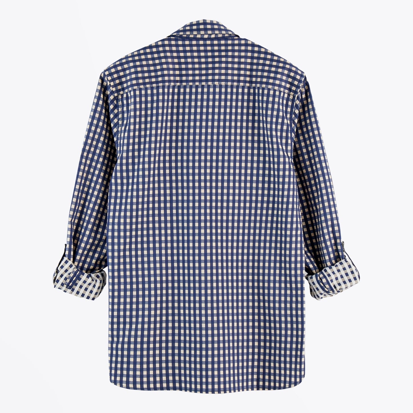 - Cotton Check Shirt - Navy