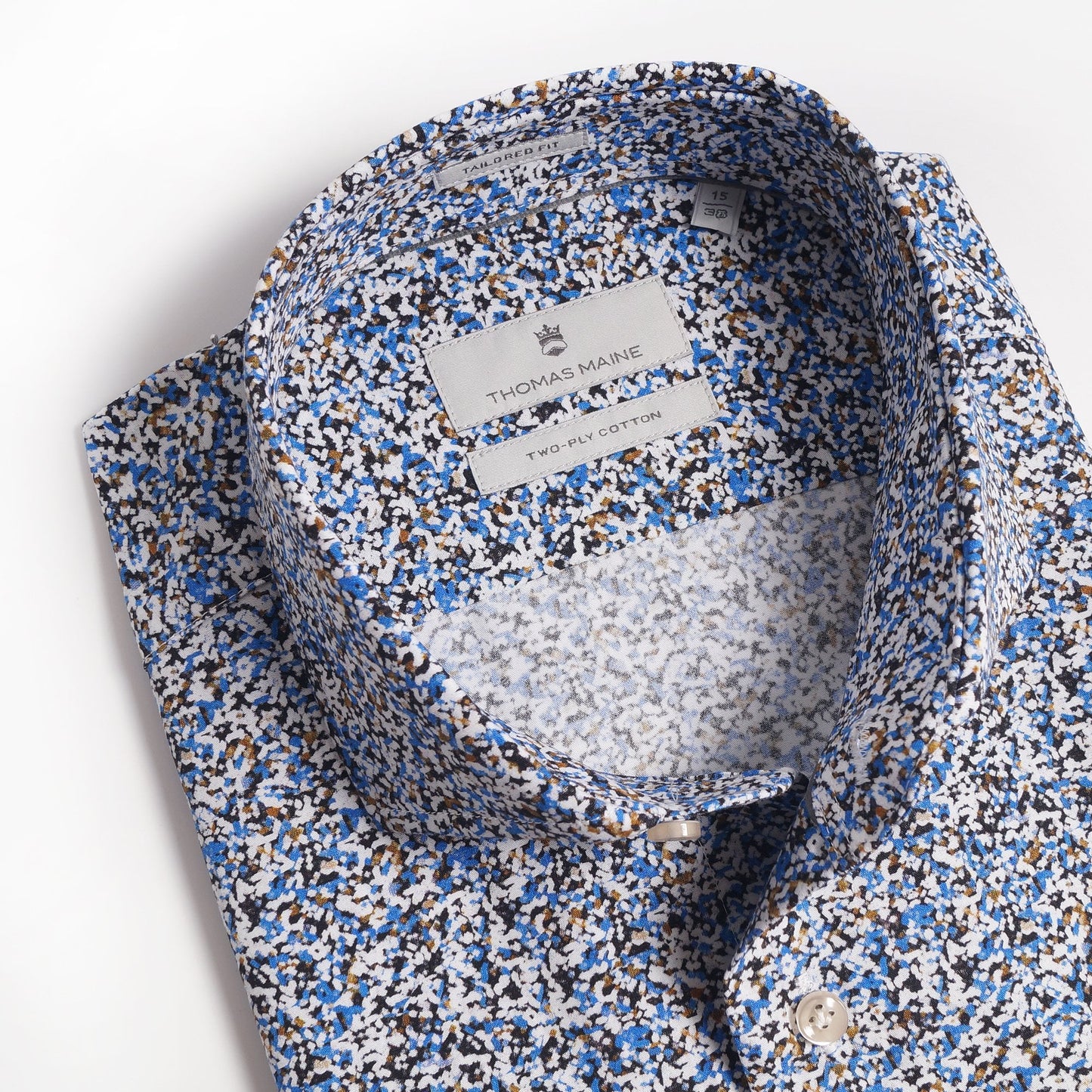 - Abstract Speckled Print Shirt - Blue