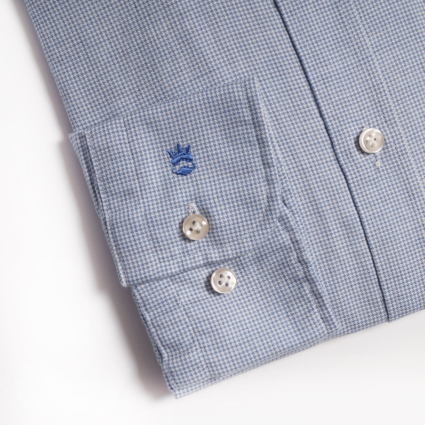 - Button-Down Houndstooth Shirt - Blue