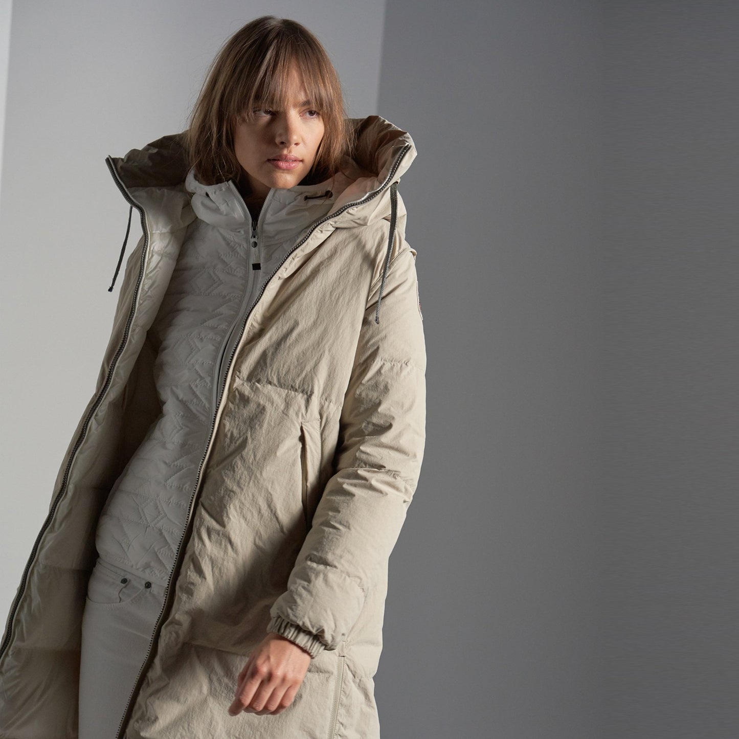 -  Reversible Sleeping Bag Parka Coat - Beige