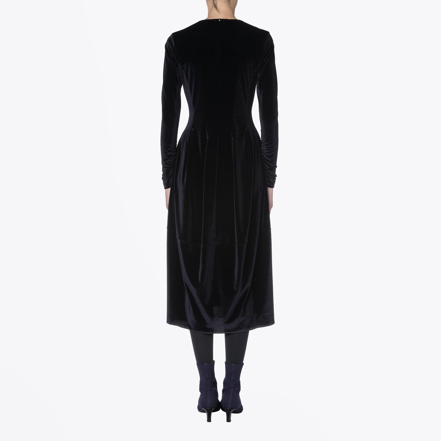 At Length - Stretch Velvet Balloon Dress - Navy