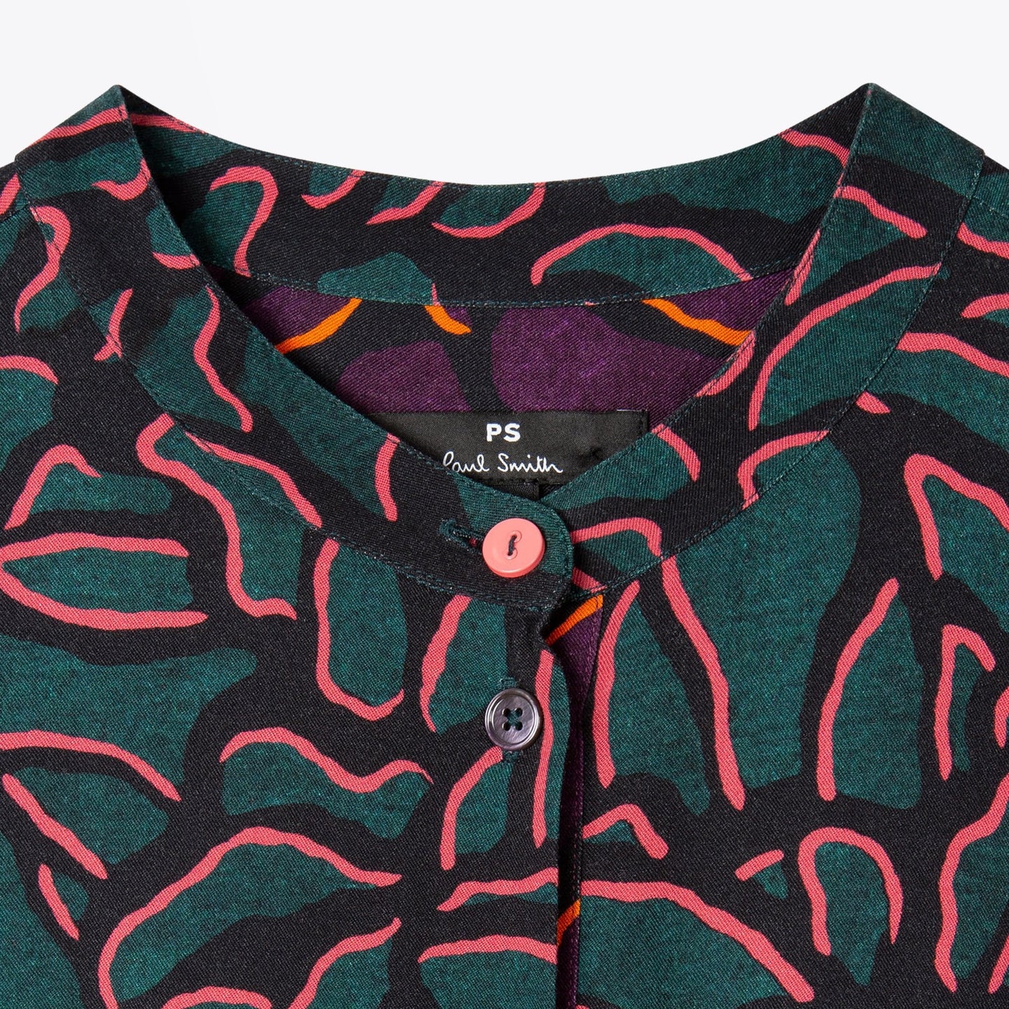 - 'Shadow Petals' Print Shirt Dress - Green