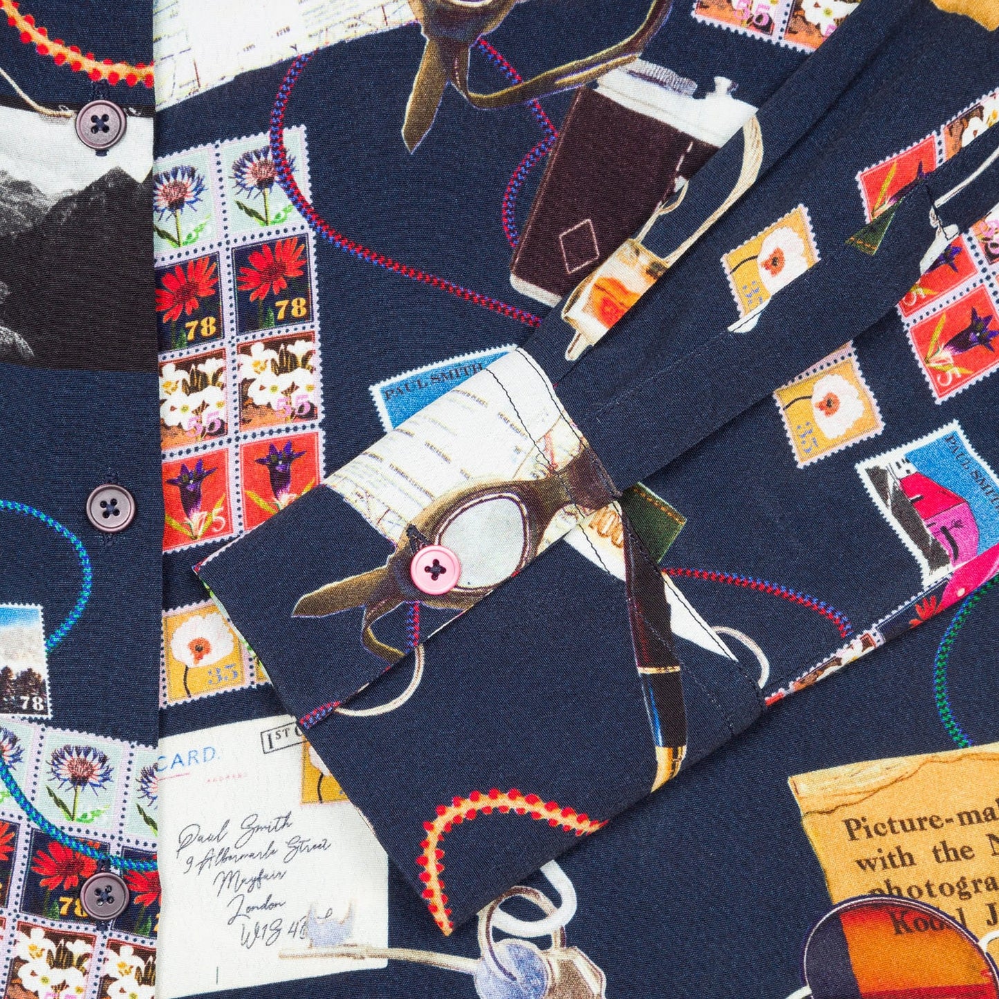 - 'Archive' Print Shirt - Navy/Multi