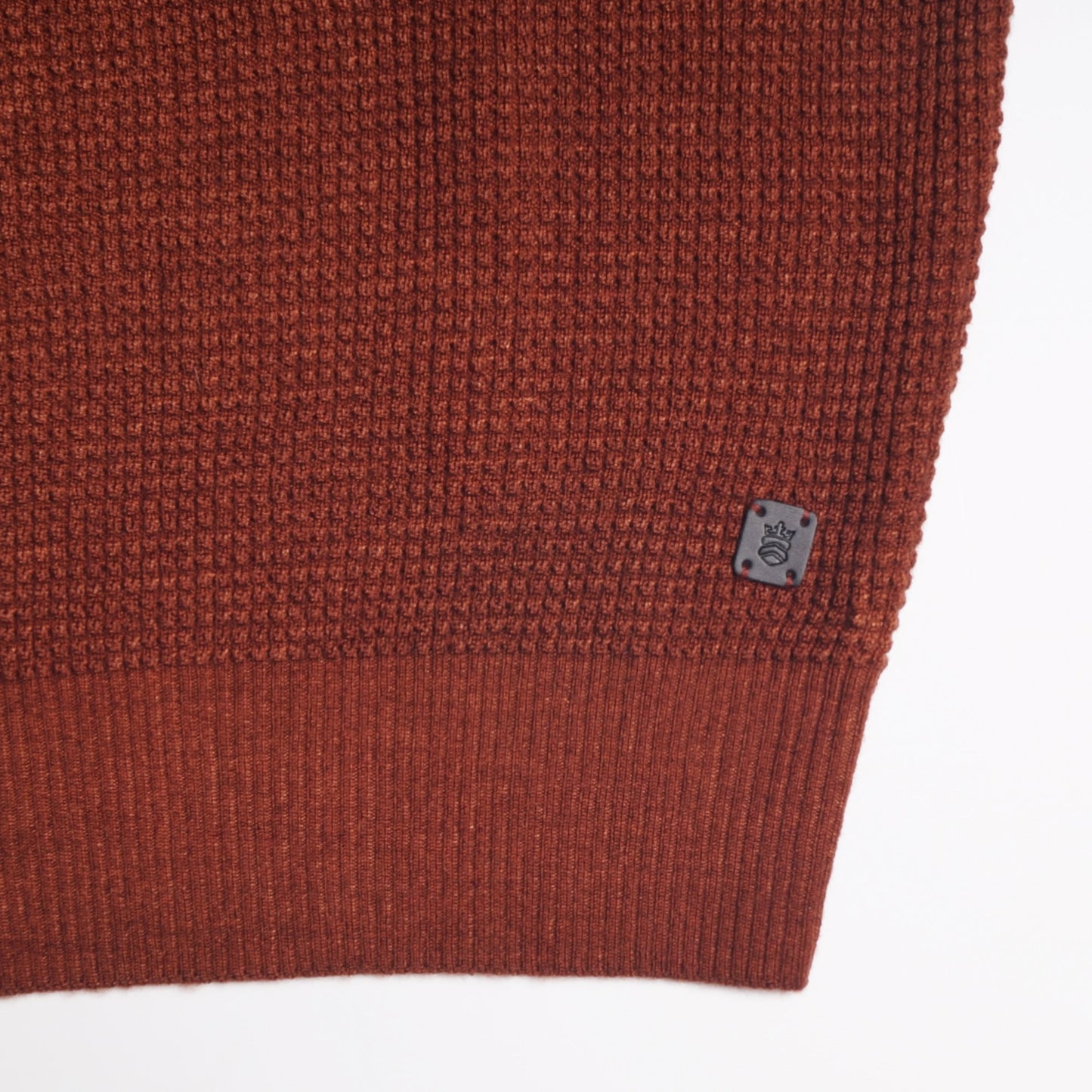 - Wool Waffle Knit Pullover - Burnt Orange