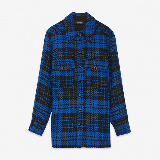 - Oversized Tartan Shirt - Blue