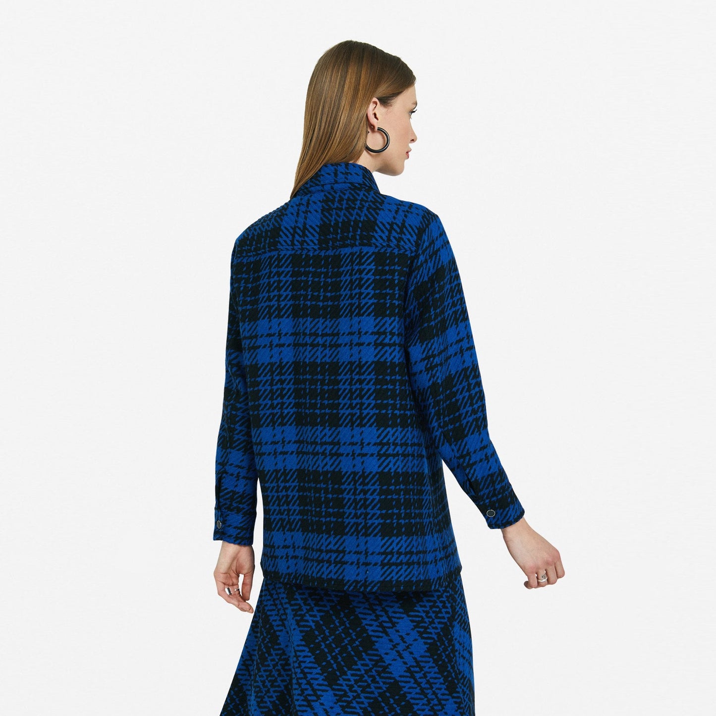 - Oversized Tartan Shirt - Blue