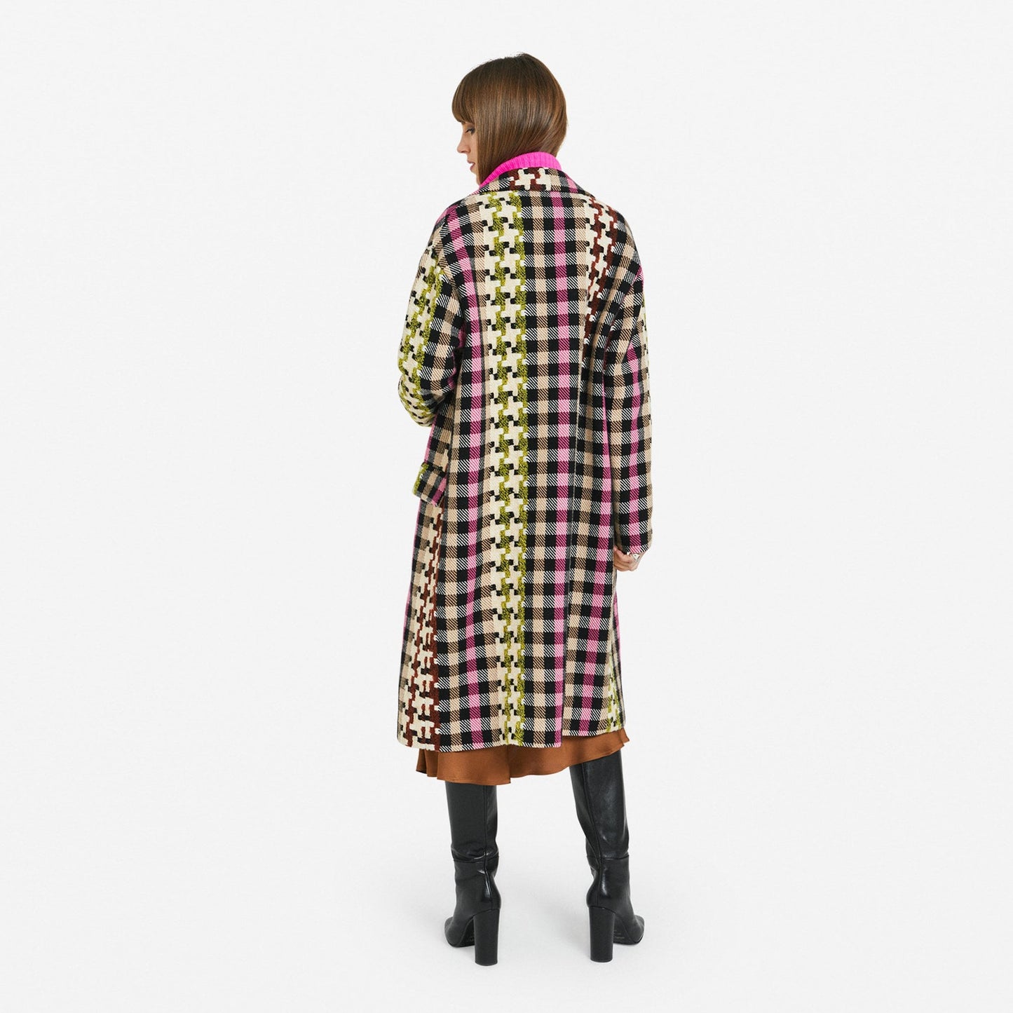 Wool-Blend Checked Coat - Multi