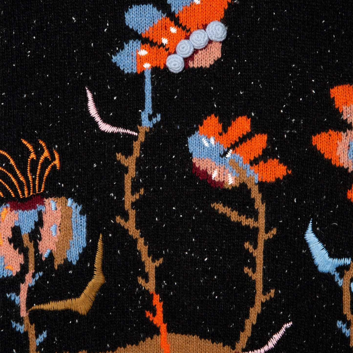 - 'Woodblock Floral' Intarsia Sweater - Black