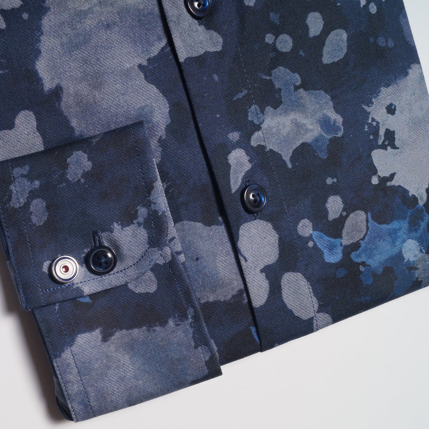 - Ink Splash Print Shirt - Navy