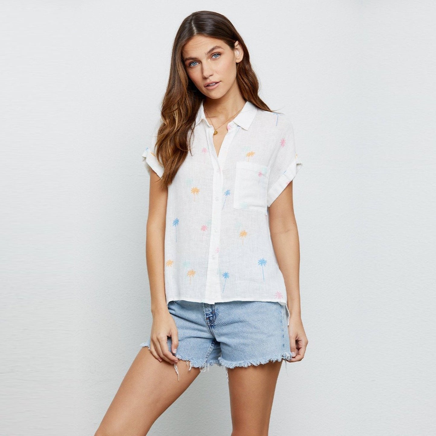 - Whitney - Neon Palms Shirt - White