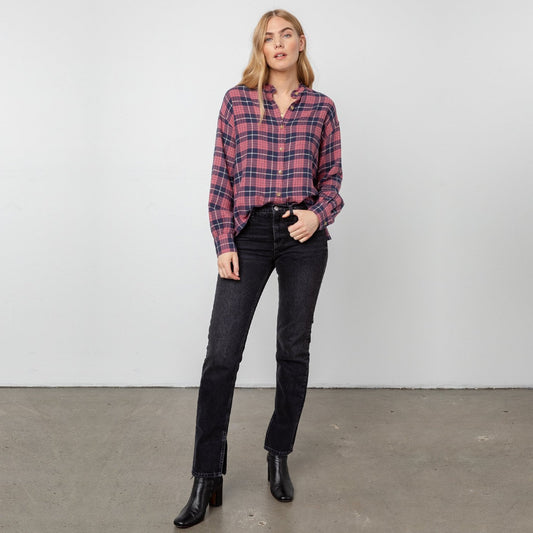 - Andie - Checked Shirt - Rose Indigo