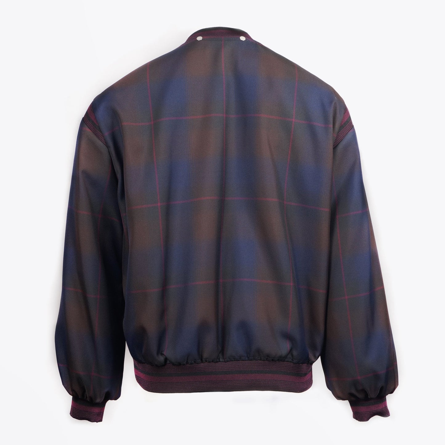 - Checked Bomber Jacket - Navy